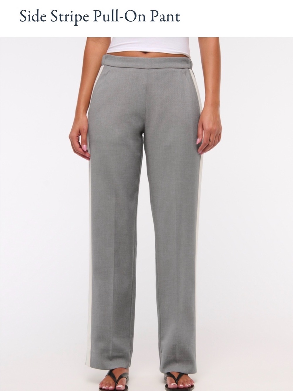 Abercrombie & Fitch Gray Wide-Leg Pull-On Pants with Cream Side Stripe